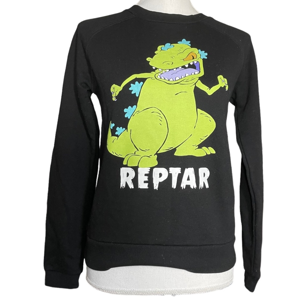 Reptar Sweatshirt S Pullover Dinosaur Cartoon Nickelodeon Rugrats Neon Green